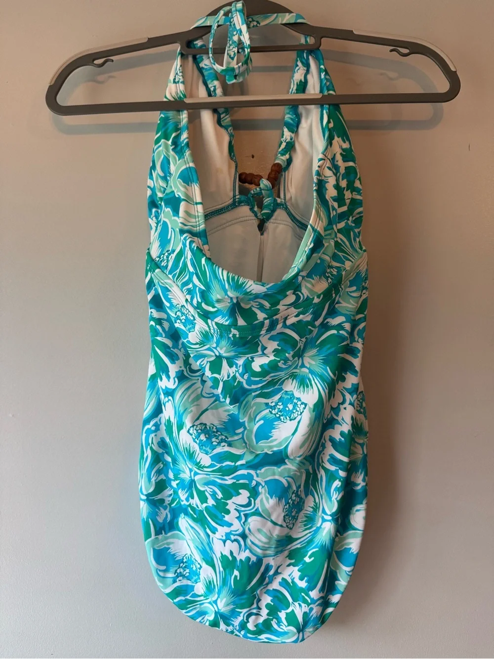 Time And Tru Teal Floral Halter One-Piece Top L NWOT - Picture 2 of 5